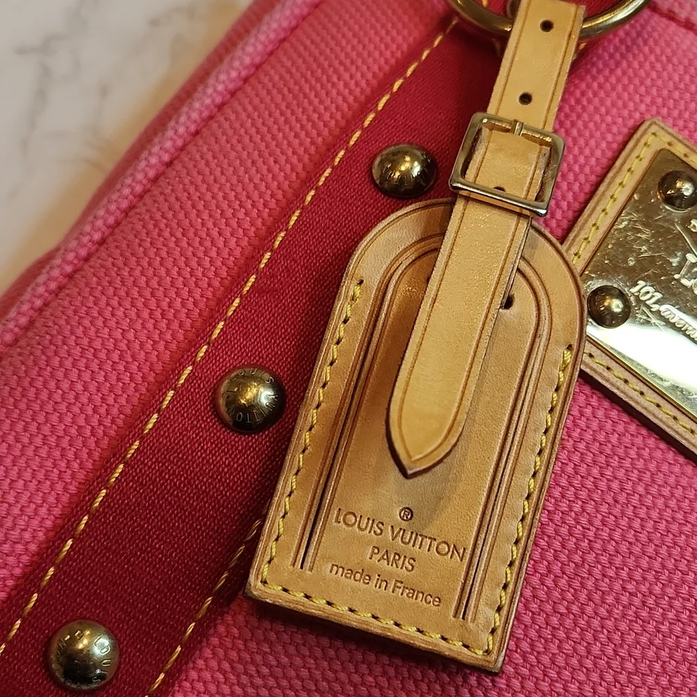 Louis Vuitton Pink Canvas Tote with Gold Hardware